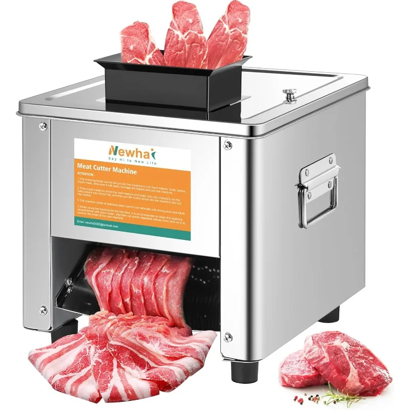 

850W Meat Cutter Machine 5mm Electric Meat Slicer Shredded Cutting Machine Stainless Steel 330lb/h for Boneless Pork Chicken