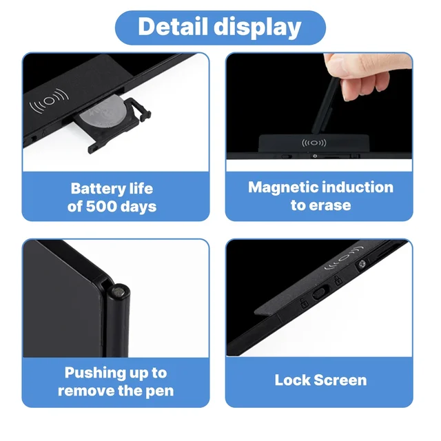 2PCS 6.5/14.3 Inch LCD Writing Tablet Sets Full Screen Drawing Board, Ultra-Slim Reusable Digital Notepad for Office Home School 6