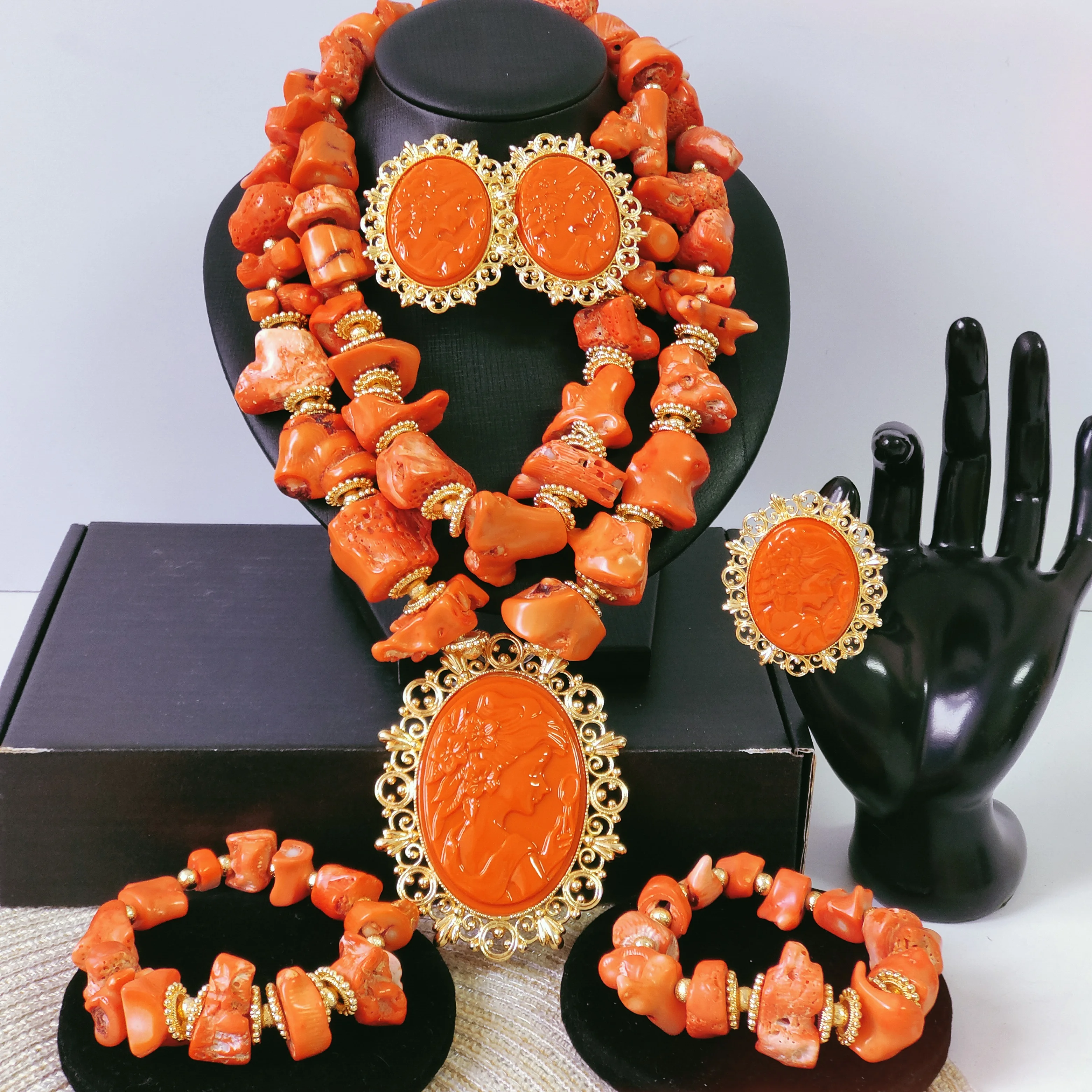 Luxury African Coral Beads jewelry set nigerian coral beads set