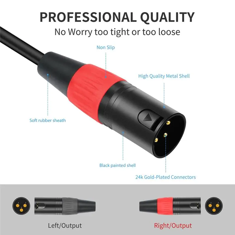 B76B USB to XLR Audio Cable, USB A to Dual XLR Male Stereo Output Cord, 32Bit/384Khz for Speaker, 1m