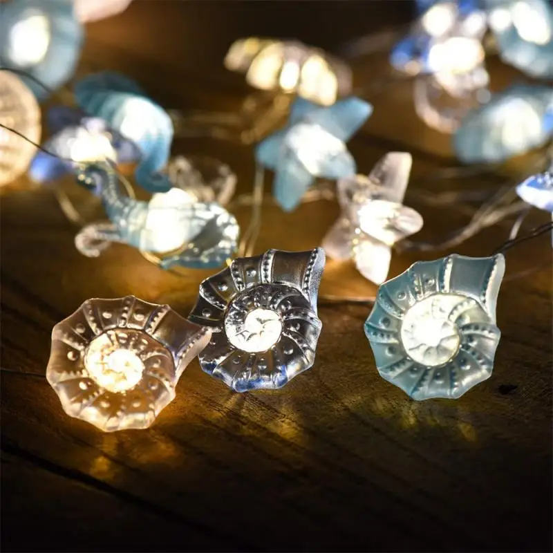 

Ocean Theme Party Decoration Led String Lights Seahorse Shell Marine Battery String Lamp Birthday Party Home Decor Kids Toy