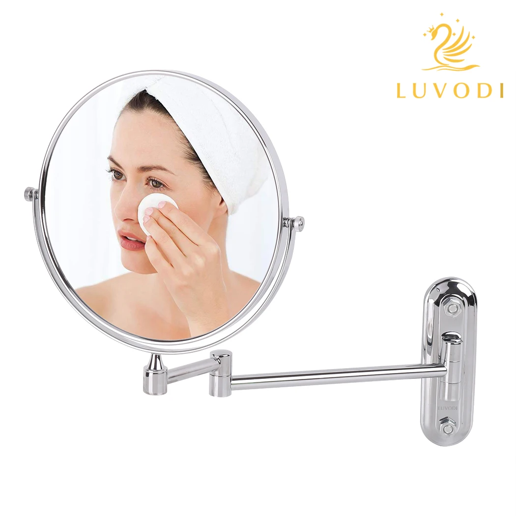 LUVODI Double Side 5X/10X Magnifying Bathroom Shaving Makeup Mirror Extended Swivel Arm Cosmetic Mirror