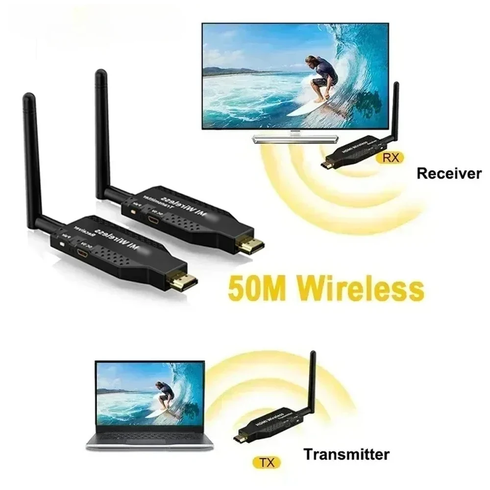 5G 50M Wireless HDMI-compatible Transmitter Receiver Extender 1080P 60Hz Audio Video Adapter For PS4 Camera PC Laptop Projector