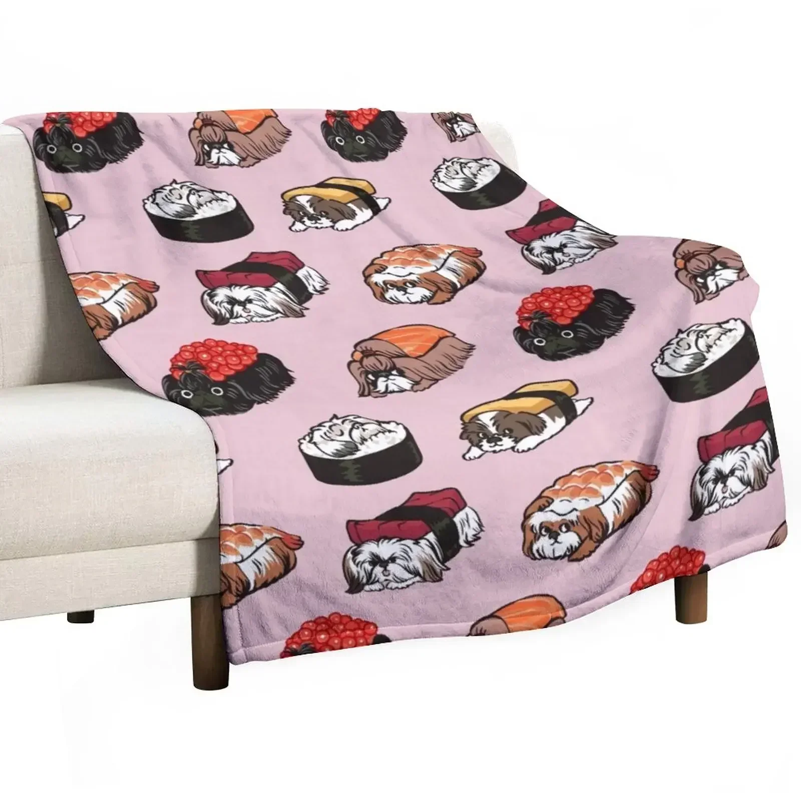 

Sushi Shih Tzu Throw Blanket anime Stuffeds Sofas Blankets