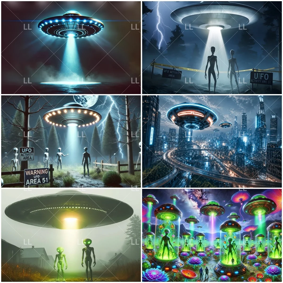 UFO Alien Abduction Area Backdrop Boy Birthday Party Decoration Milky Way Space Photography Background Sci-Fi Art Prop Kid Gifts