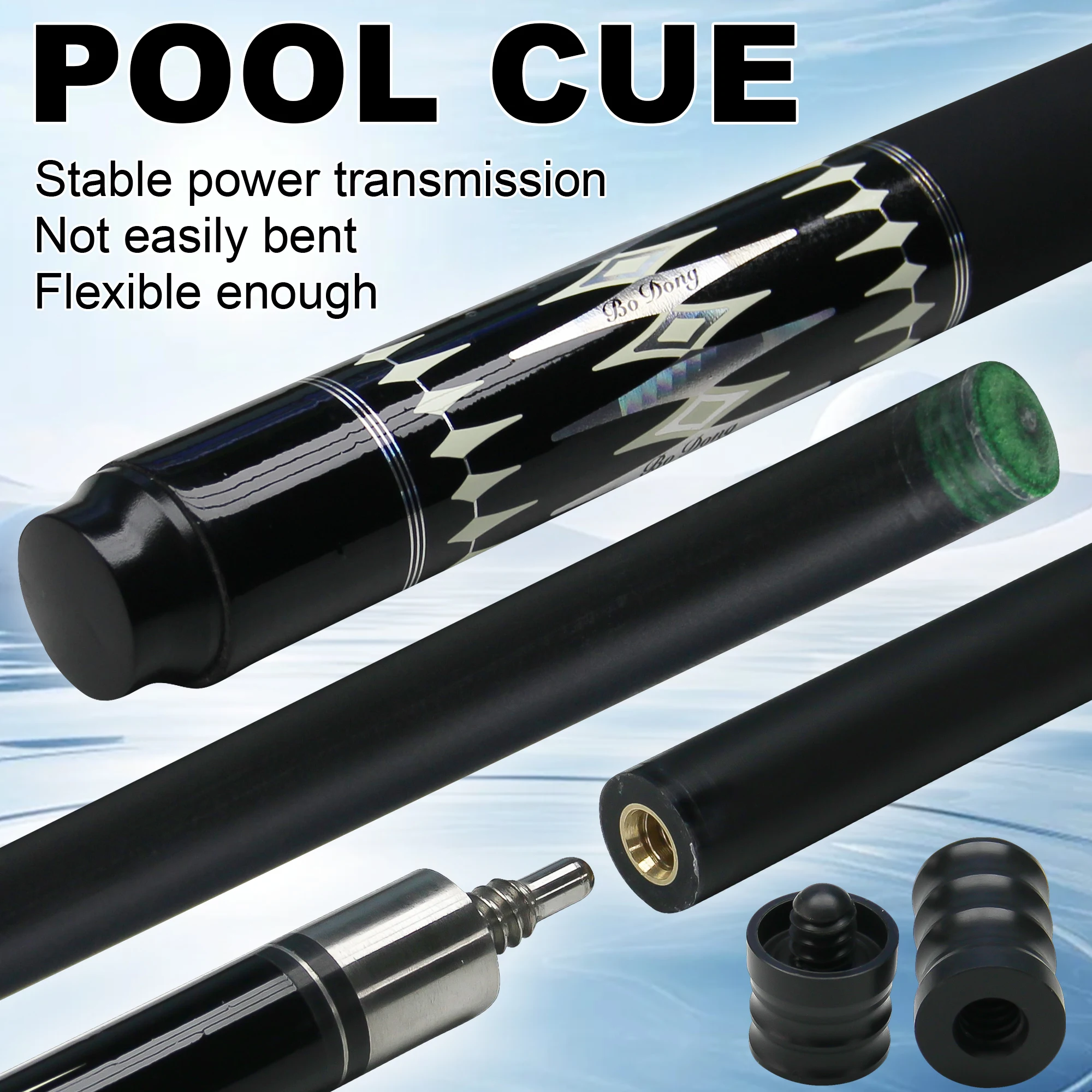 Professional Carbon Fiber Billiards Cue Stick Bag Set 12.5mm Tip Pool Cue Accessories for Carom Billiard Occupation Pool Games
