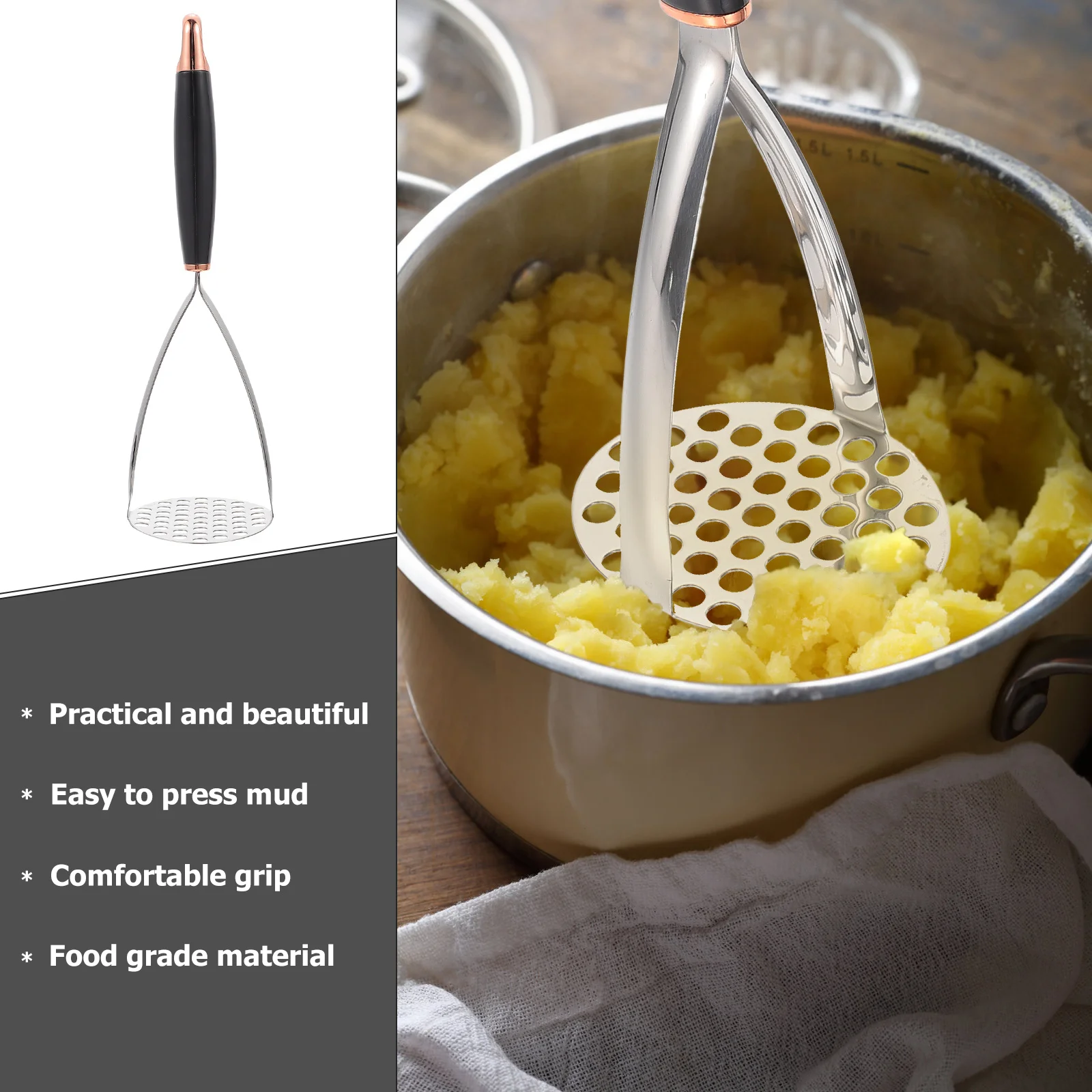

1Pcs Potato Masher Practical Household Vegetable Smasher Easy Pressing Kitchen Tool Portable Manual Crusher for Potatoes Sweet