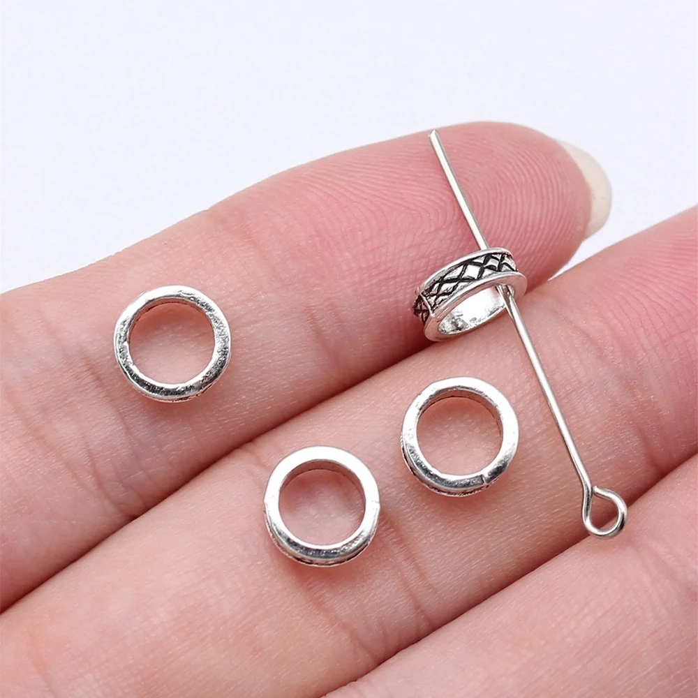 40pcs/lot 8x8mm Big hole beads spacer beads For Jewelry Making Antique Silver Color 0.31x0.31inch