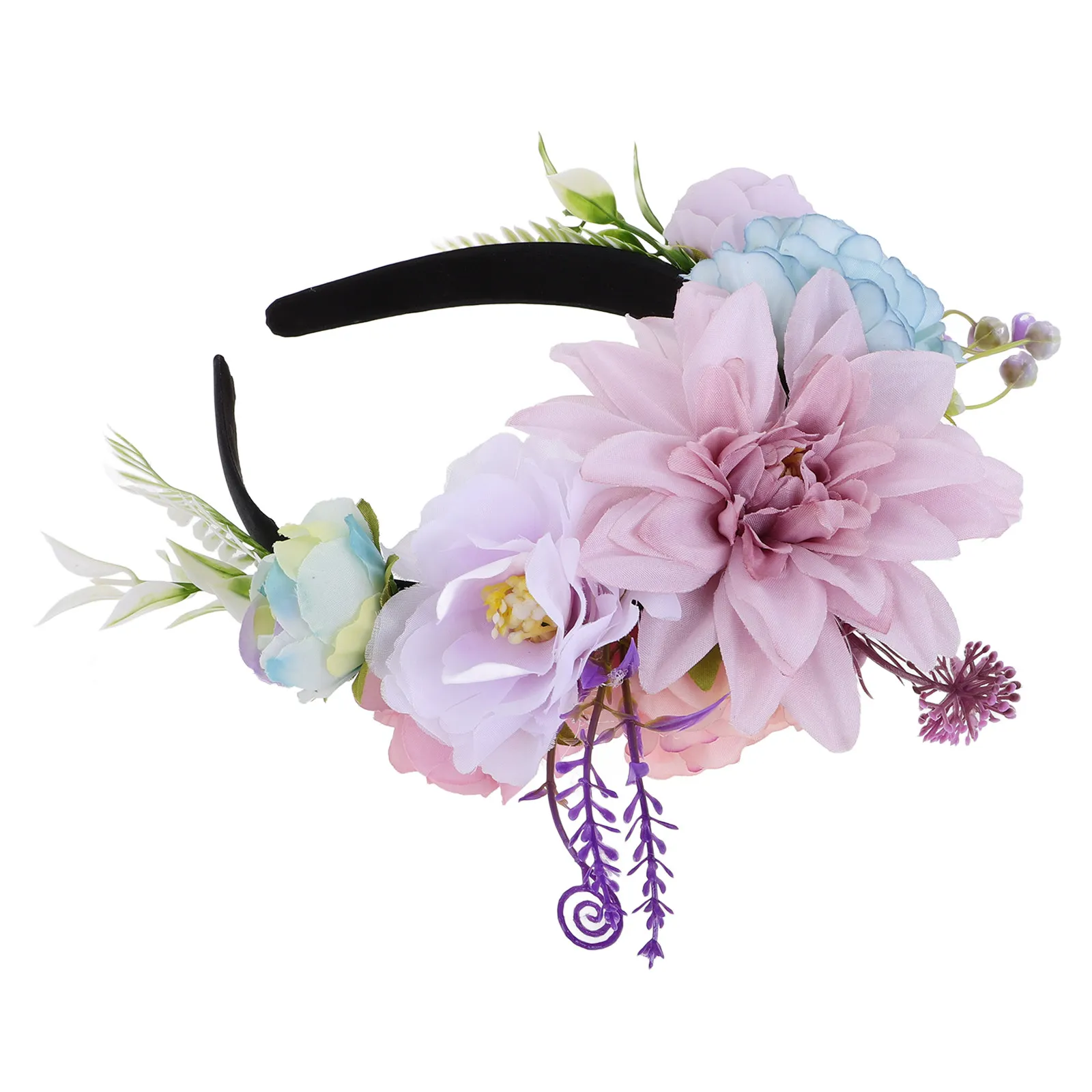 

Elegant Double-Sided Flower Headband Bridal Wedding Headpiece Floral Crown Hair Wreath for Brides Bridesmaids Festival Spring