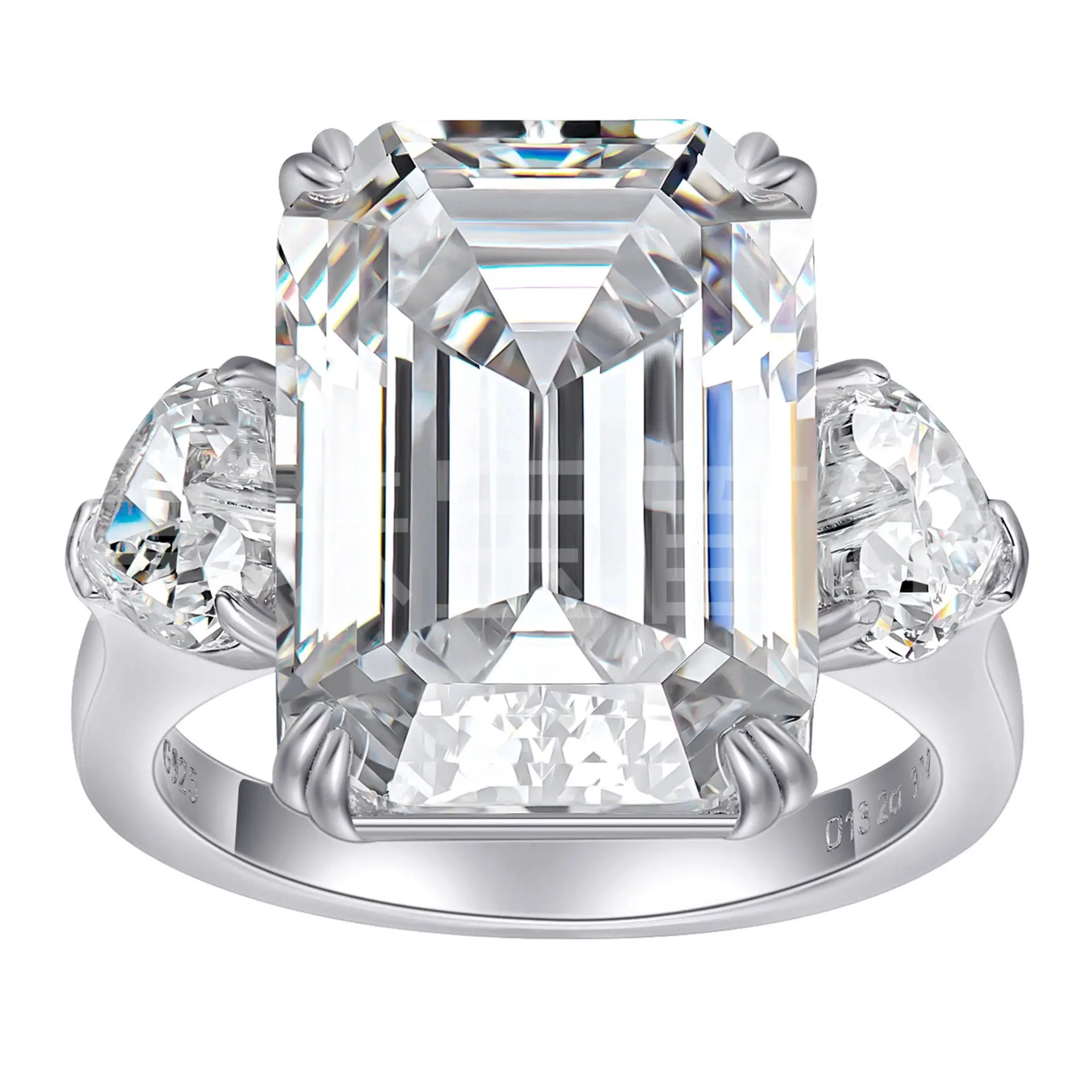Fashion Trend 925 Silver High Carbon Diamond Big Rock Sugar Pagoda Ring Female Niche Internet Celebrity High Sense Jewelry Whole