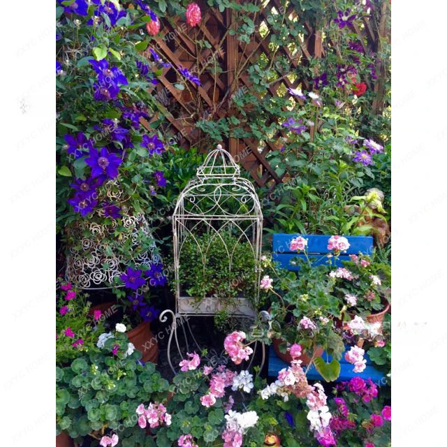 Retro Old Bird Cage Jardiniere European-Style Iron Flower Stand Gardening Simple Display Stand