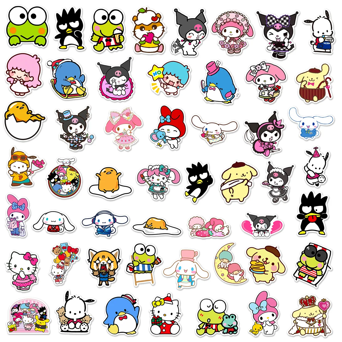 10/50/100pcs Mixed Sanrio PVC Stickers Cute Kawaii Kuromi My Melody Hello Kittys Cinnamoroll Children Stickers Gift Toy Decal