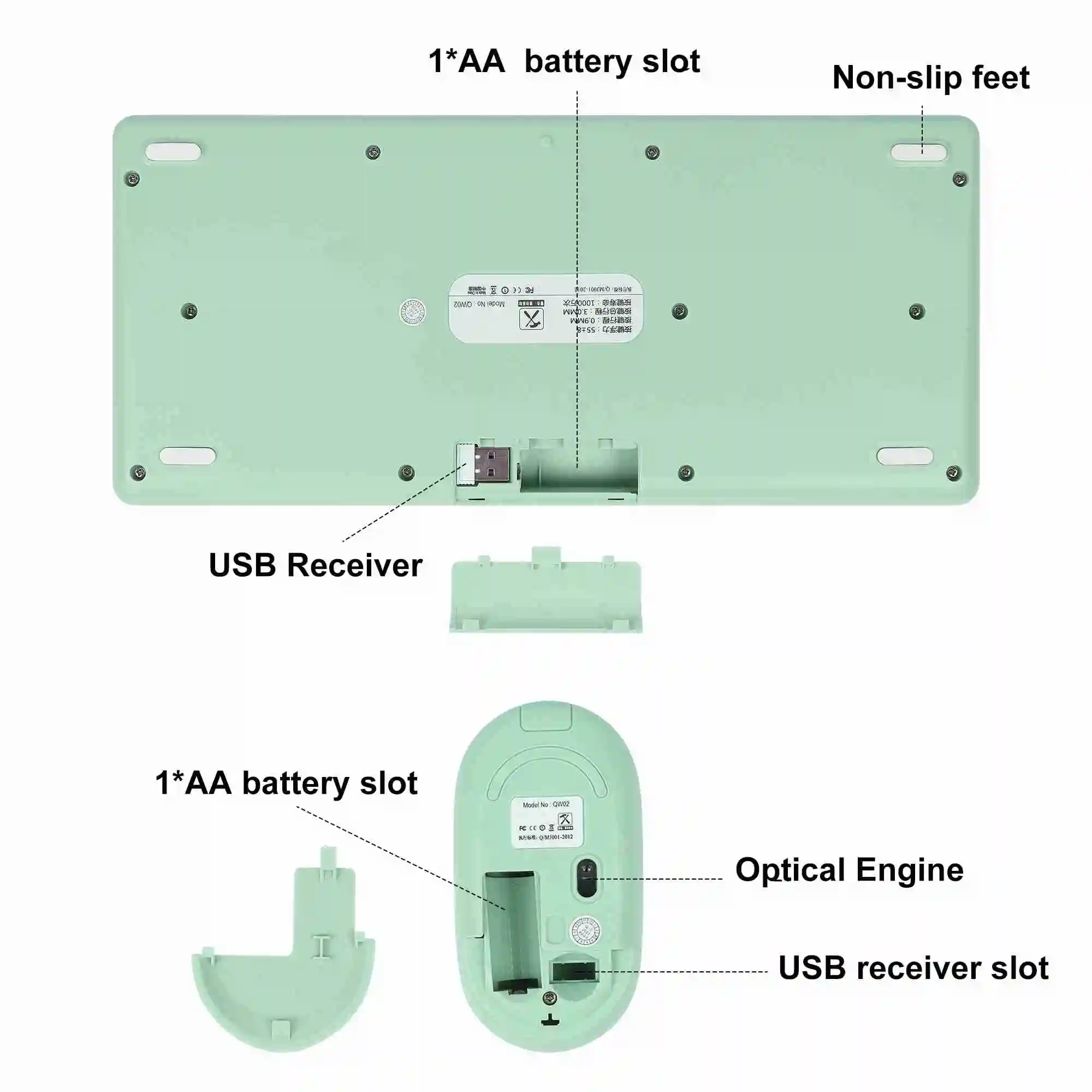 Tastiera e Mouse Wireless 2.4G Set Keycap rotondo combo Mouse tastiera Wireless muto per Computer Laptop PC Desktop Windows