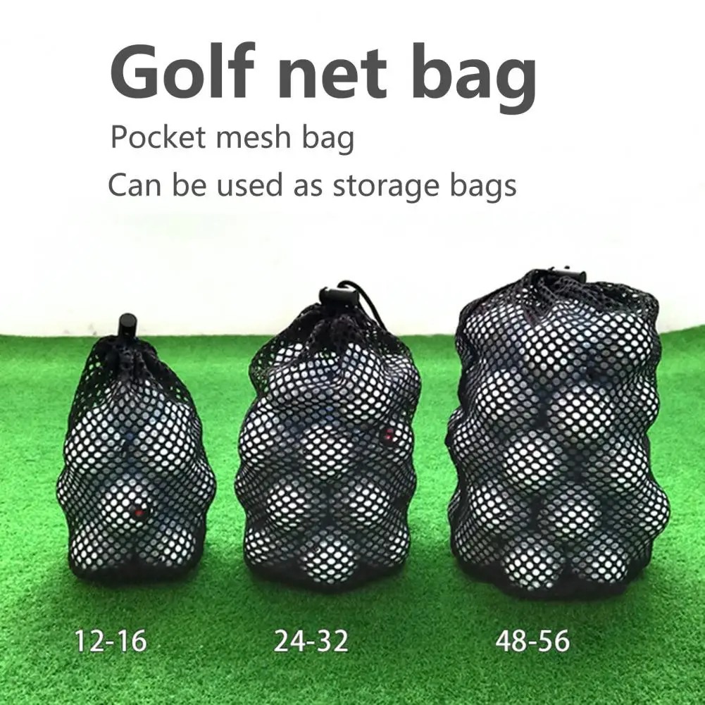 Golf Mesh Bag Large Capacity Wear-resistant Black Mesh Bag Golf Balls Carrying Holder for Golf Course