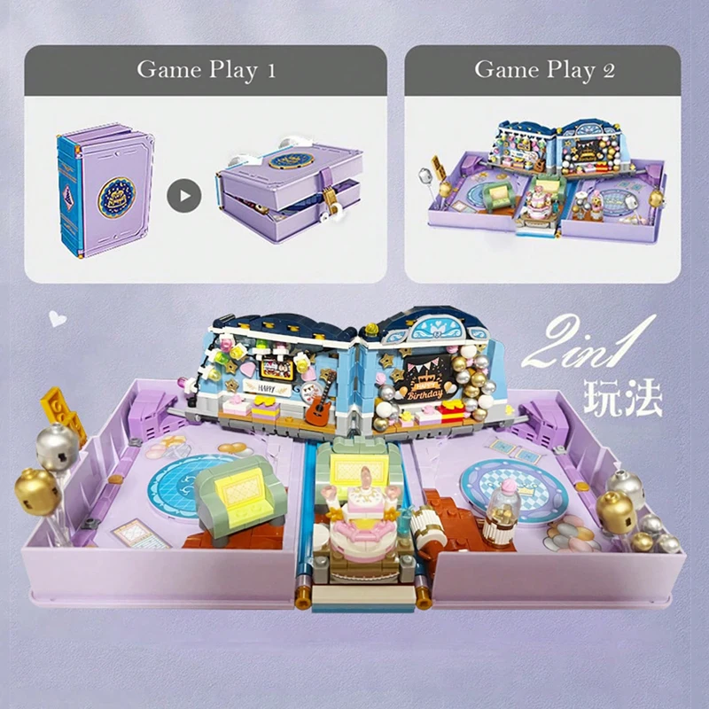LOZ Wedding Birthday Building blocks Folding book Fairy Tale DIY assembly educational toy Boom Play boy girl  surprise g