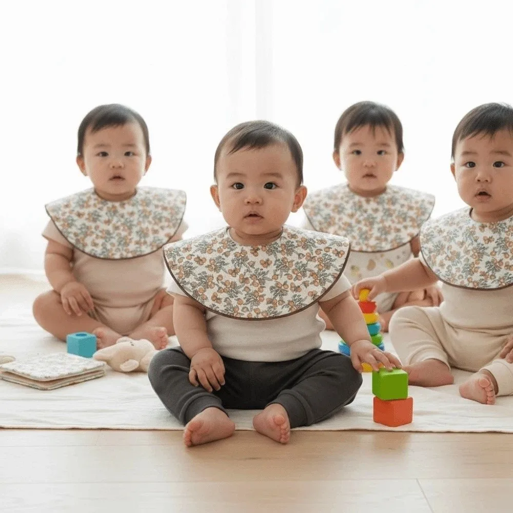 

Feeding Supplies Baby 360-degree Bib Flower Printed Plaid Infants Saliva Towel Anti Fouling Soft Cotton Baby Drool Towel Daily