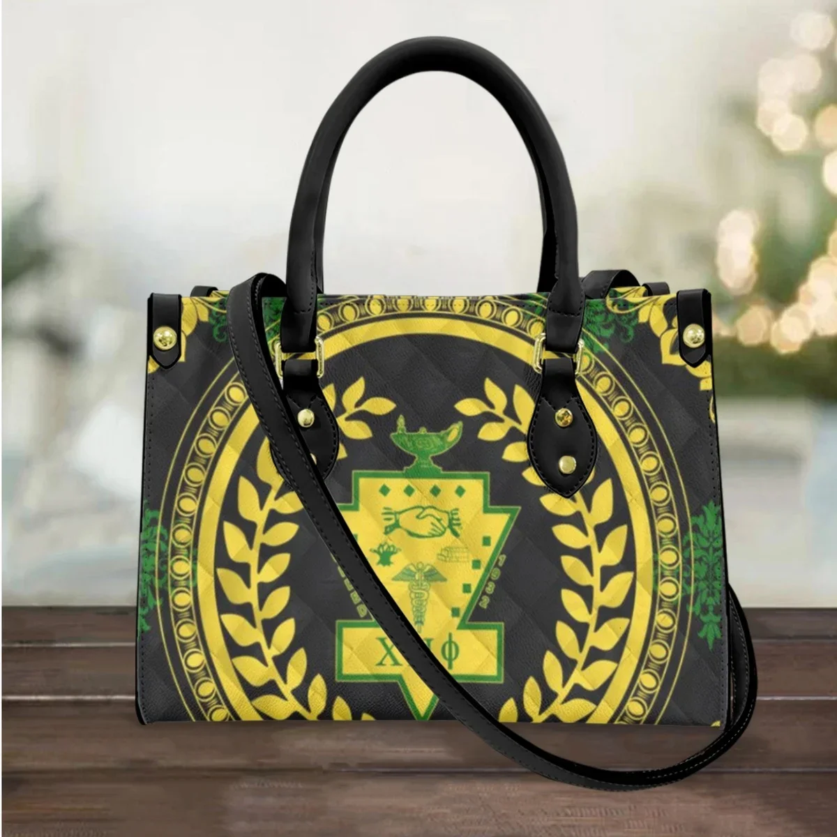 

Chi Eta Phi Sorority Print Luxury Leather Bags Fashion Outdoor Commuter Tote Bag Top Handle Women's Daily Shopping HandBags Gift