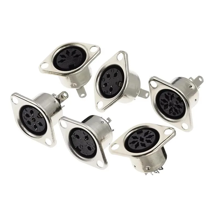 3/4/5/6/7/8PIN DIN Square Metal Panel Mount Pole Female Jack Hulled Socket Solder Chassis S Terminal Power Wire Connector E4