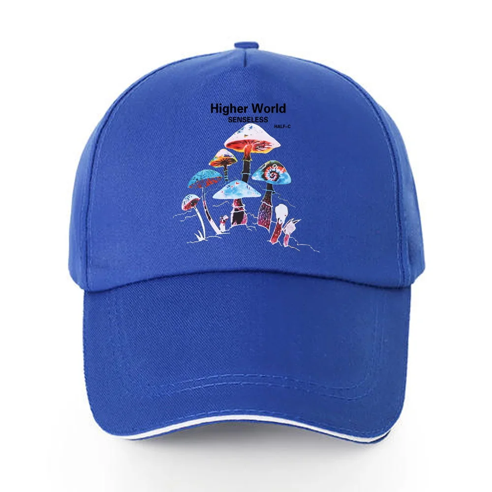 Women Summer Sunscreen Visors Hats All Cotton Adjustable Baseball Caps Men Casual Sport Hip Hop Cap Mushroom Print Snapback Hat