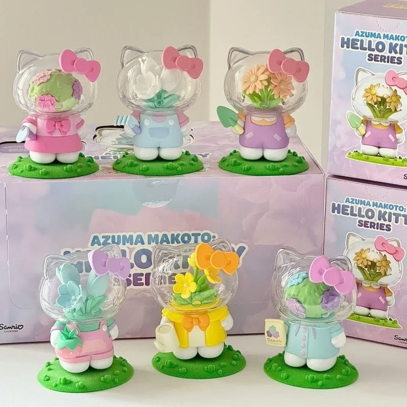 

Genuine Sanrio Characters Azuma Makoto X Hello Kitty Series Blind Box Hello Kitty and Flowers Collectible Model Mystery Box Toys