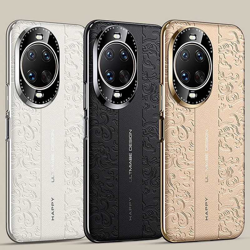 

Luxury Auspicious Cloud Leather Carving Process Embossed Case For Huawei Nova 1514 Ultra Nova 14 Pro 13 pro 12 Protect Cover
