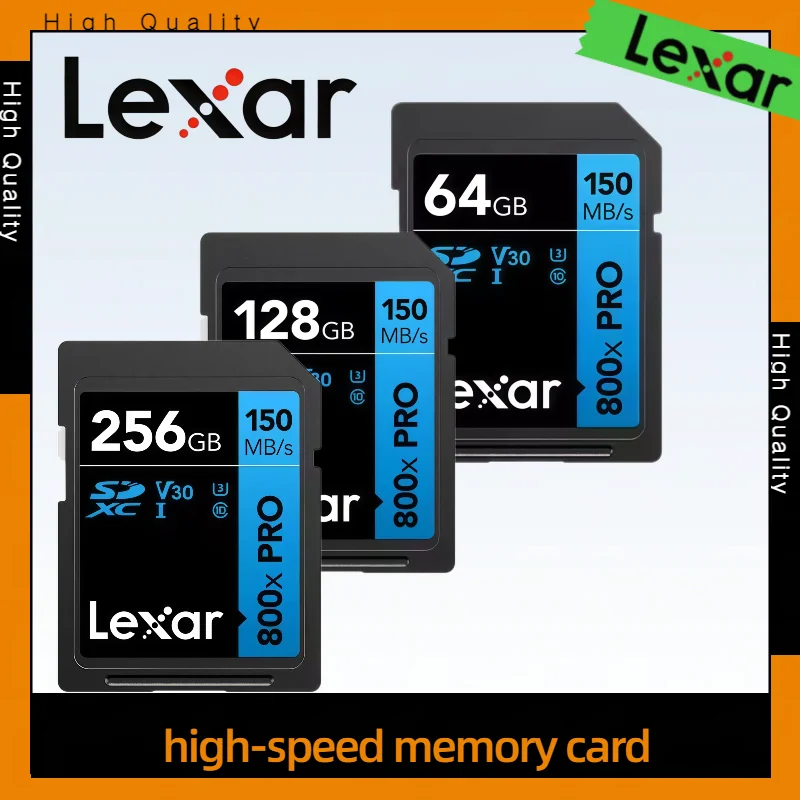 

Lexar SD Card 800X Pro 128GB 64GB 32GB 256GB Memory Card Classe 10 3D 4K V30 Video High Speed UHS-I 150MB/s Card for Camera