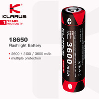 Klarus 18650 Battery for Flashlight, Available in 2600mAh / 3100mAh / 3600mAh, 7A Continous Discharge, Multiple Protection