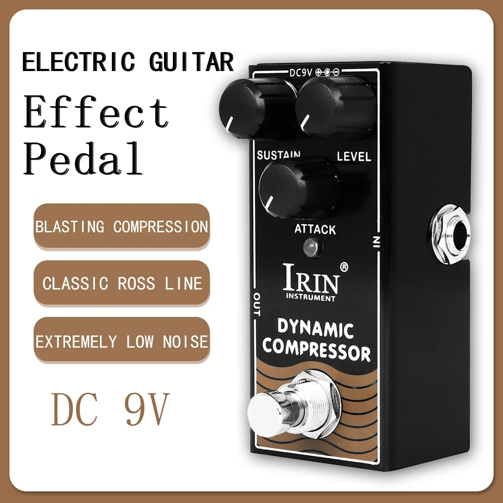 IRIN RF-12 ضاغط ديناميكي تأثير الغيتار الكهربائي دواسة ضغط كلاسيكي روس خط تأثير صحيح الالتفافية دواسة الغيتار جزء