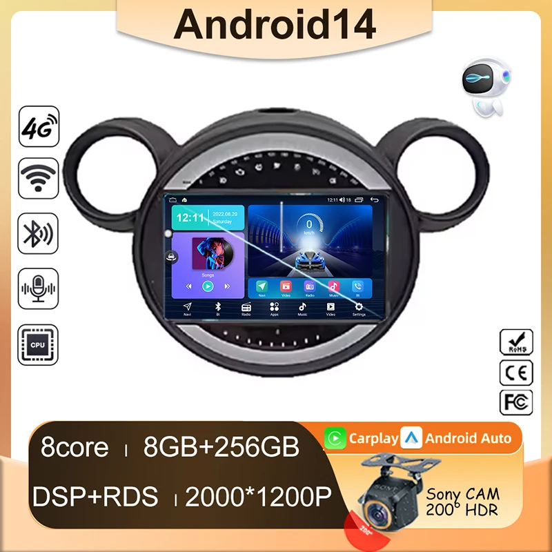 Carplay For BMW Mini Cooper Countryman R56 R60 2011 - 2013 Android Car Radio Player VIdeo Navigation Auto Multimedia 2din DVD TV