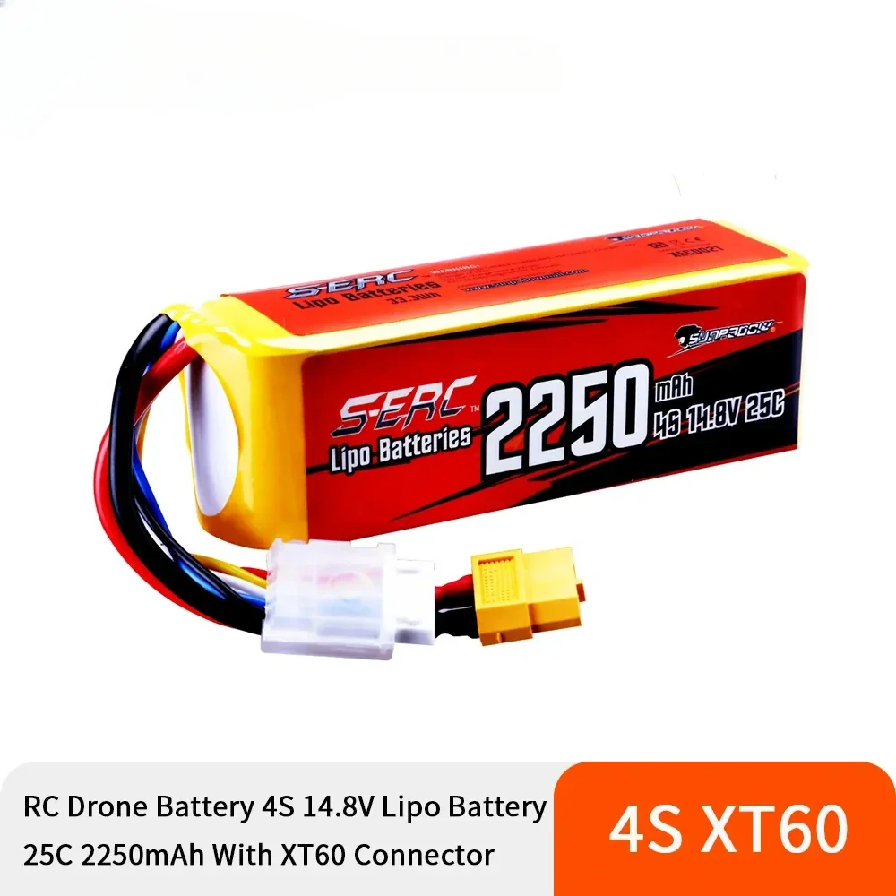 2pcs  4S 14.8V Lipo Battery 2250mAh 25C with XT60 Plug for RC Airplane Quadcopter Drone FPV Helicopter Boat Racing Hobby