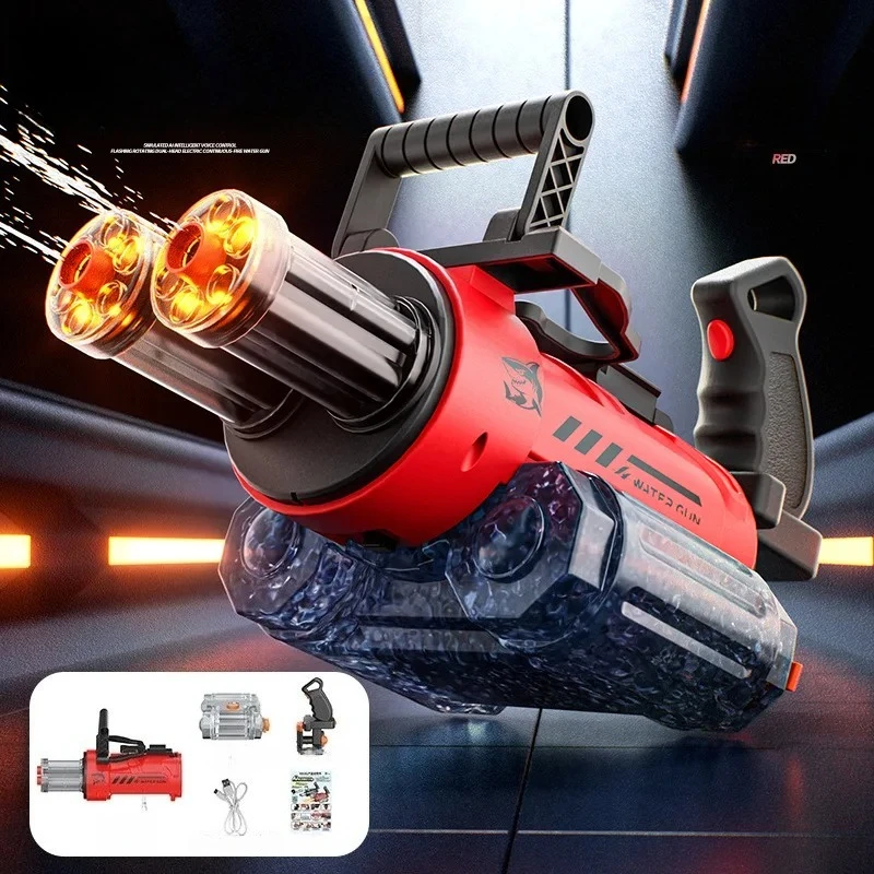 ai音声制御ガトリング式水鉄砲おもちゃ-高圧水ピストルスプレーブラスターバッグ-プールビーチ夏のおもちゃ-男の子向けキッズギフト