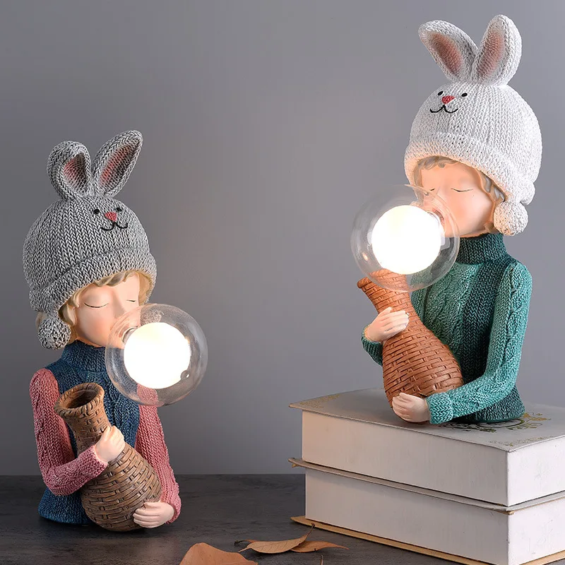 Cute Bubble Sweater Resin Girl Floor Lamps Eye Protection Desk Lamps Creative Bedsides Children Bedroom Study Led Lighting Decor