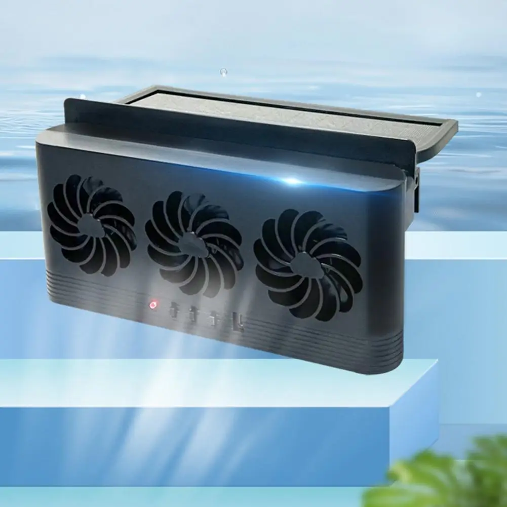 Novo Ventilador de Exaustão Solar para Carro com 3 Saídas de Ar, Ventilador de Resfriamento para Carro Alimentado por USB, Ventilador de Ventilação para Janela e Assento