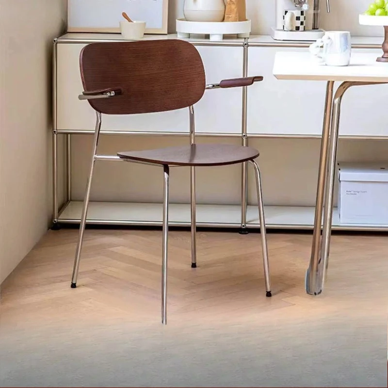 

Household Solid Wood with Armchair Cafe Casual Stackable Chair