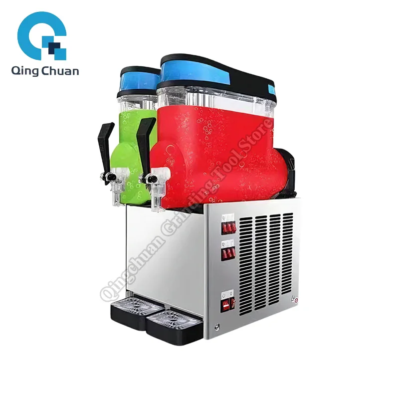 Commercial Slush Machine Smoothie Double Cylinder 12 Liters Beer Cold Drink Ice Juice Machine
