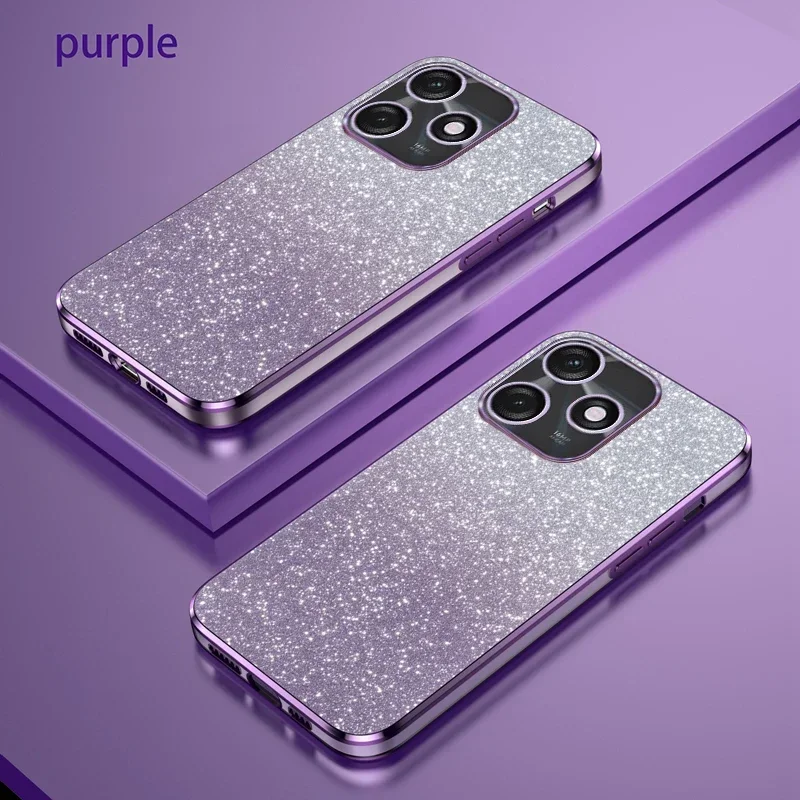 

For Tecno Spark 10 Case Tecno Spark 10C Phone Case KI5k KI5m KI5q Luxury Gradient Glitter Plating Case Silicone Back Cover Funda