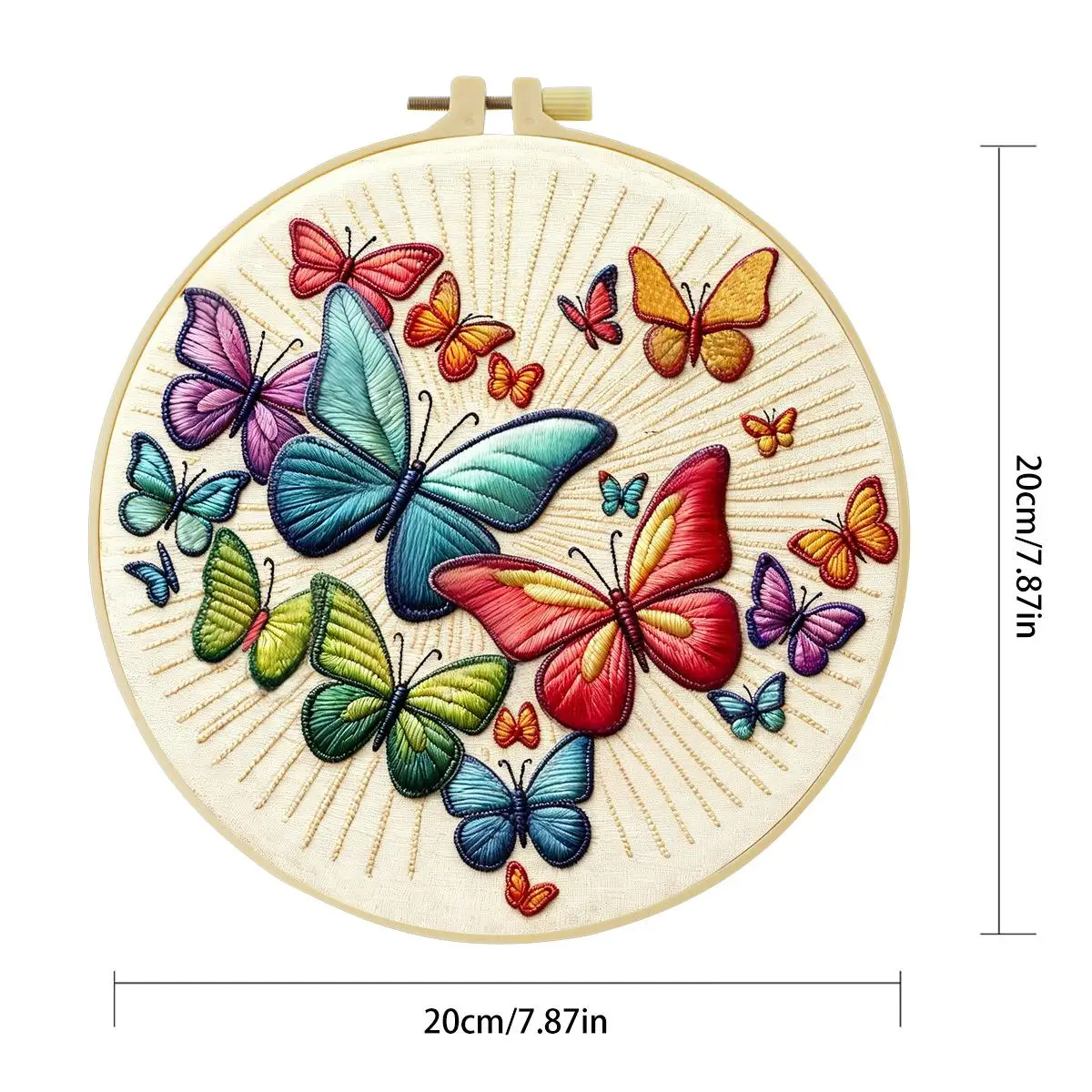 1 Stück 20X20CM/15X15CM 7,87/6,3 Zoll Schmetterlings-Stickerei-Starter-Kit DIY-Kit DIY-Stickerei-Set Handarbeiten Nadelkunst Nähkunst – Detail 4