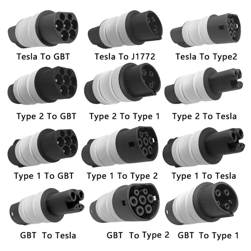 Adaptador de carregamento EV multifuncional - permite interconexão perfeita de 4 portas de carregamento CA global J1772 Tipo 2 Tesla GBT