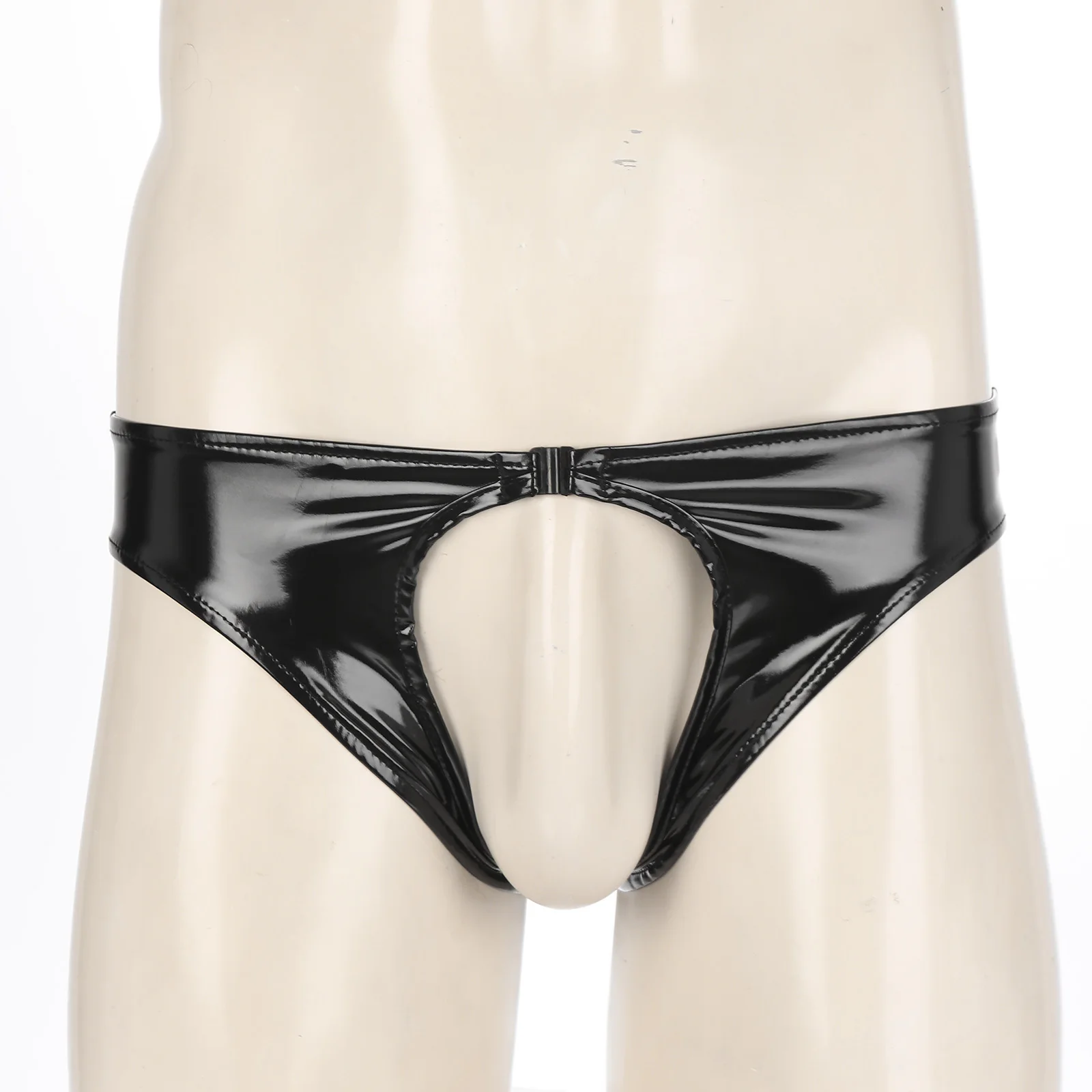 Sexy Lingerie Mens Erotic Open Crotch Panties Latex Underwear Wetlook Leather Males Low Waist Cutout Butt Underpants