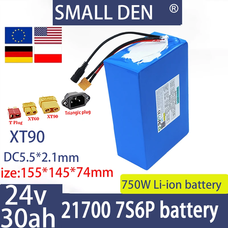 

Brand new 24V 30ah 750W 7S6P high-power battery pack 21700 BMS lithium battery pack high-power+charger durable and long-lasting