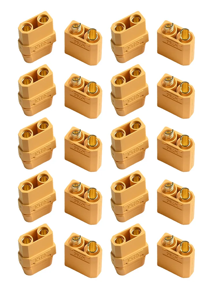 20PCS For XT90 Male Female Connectors for RC Battery and Motor Wiring DC1000V 90A Rated Gold Plated Contact Points Welding Mount