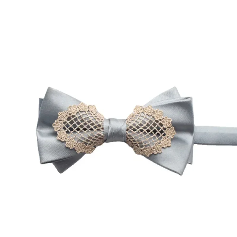 Pajarita teñida de hilo para hombre y mujer, traje de seda de poliéster, vestido, corbata, lazo informal de color sólido, alta calidad