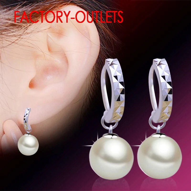 Newest High Quality 925 Sterling Silver With Freshwater Pearl Hoop Earrings For Women Lady Fashion Jewelry Factory Direct Sale