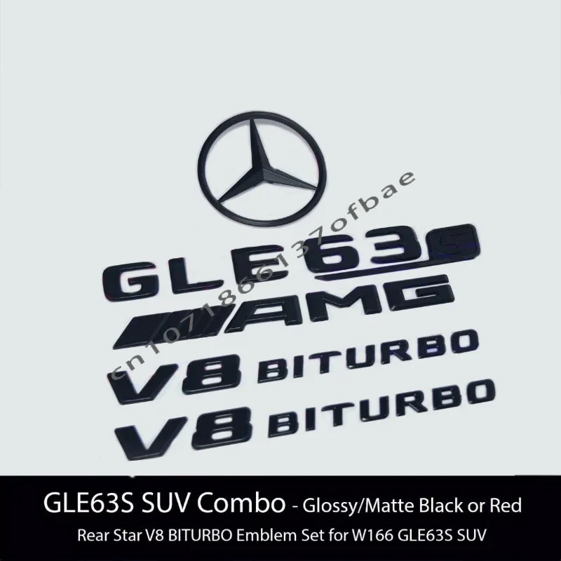 3D ABS GLE63 GL63 GLE53 GLE43 Embelm Letters V8 BITURBO Badge AMG Sticker For Mercedes Benz W166 X166 C292 C167 AMG Accessories