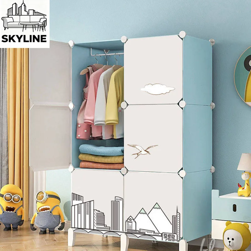 Modern Open Plastic Wardrobe With Divider, Stylish Display Storage Organizer For Bedroom & Hotel