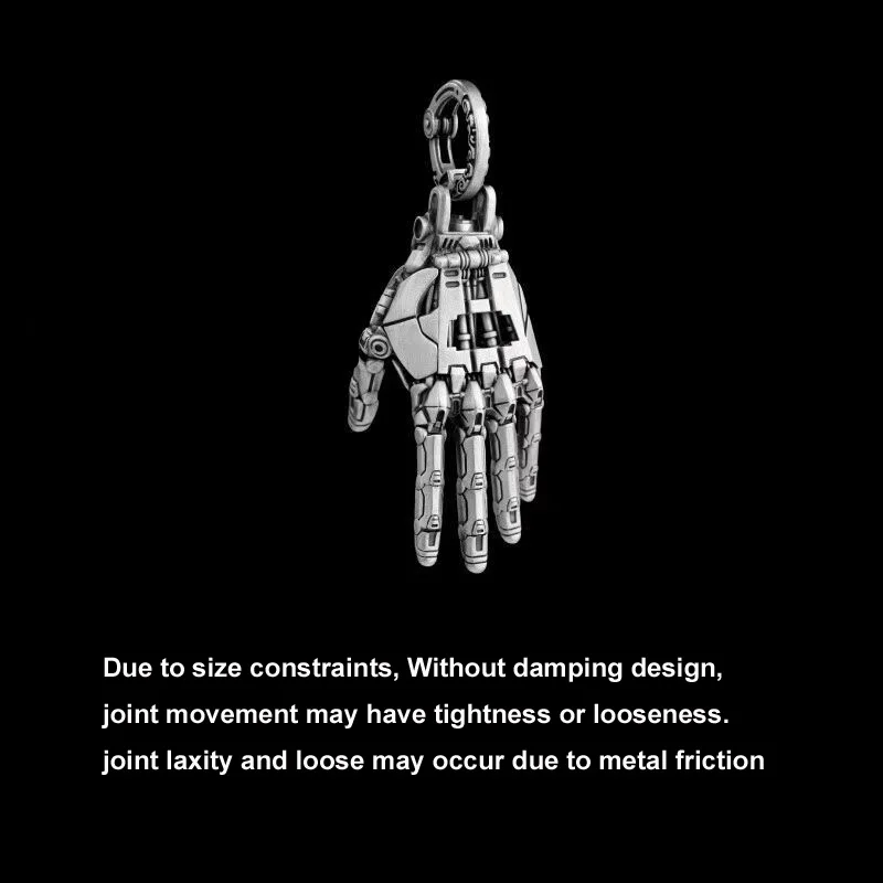 จี้รูปมือหุ่นยนต์แบบใหม่ จี้มือไบโอนิคแบบกลไกพร้อมสายคล้อง ข้อต่อนิ้วขยับได้ จี้รูปมือหุ่นยนต์สำหรับผู้ชาย/ผู้หญิง