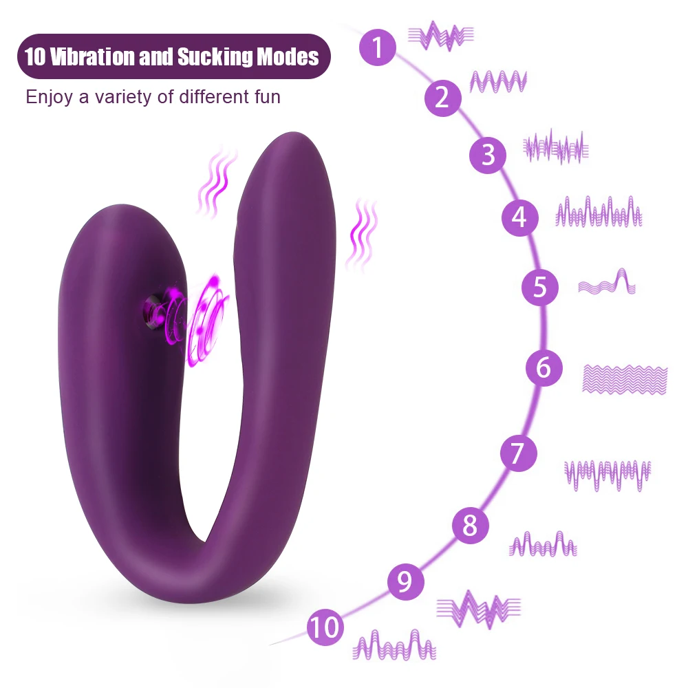 G-spot Vibrator U Shape Bendable Sucking Vibrator Couple Share Sex Toys for Couple Clitoris Vagina Stimulator Vibrator