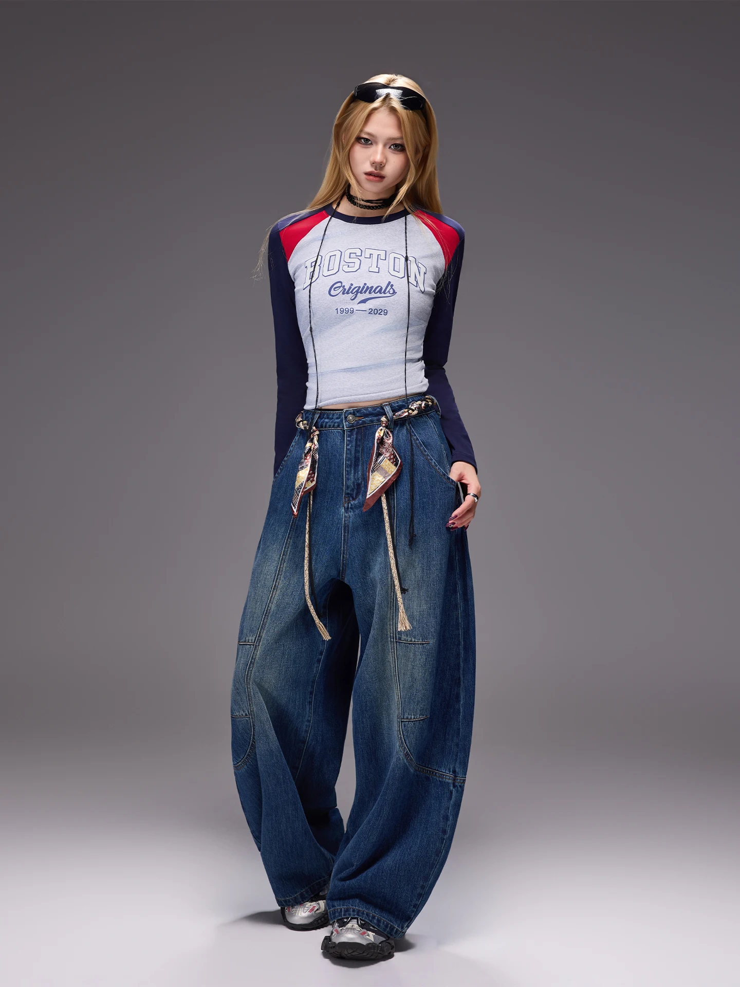 

Togoo American Street Sle Wide Leg Jeans Women's Loose Dance Pants Banana ape High Waist Cotton Trousers for Ladies