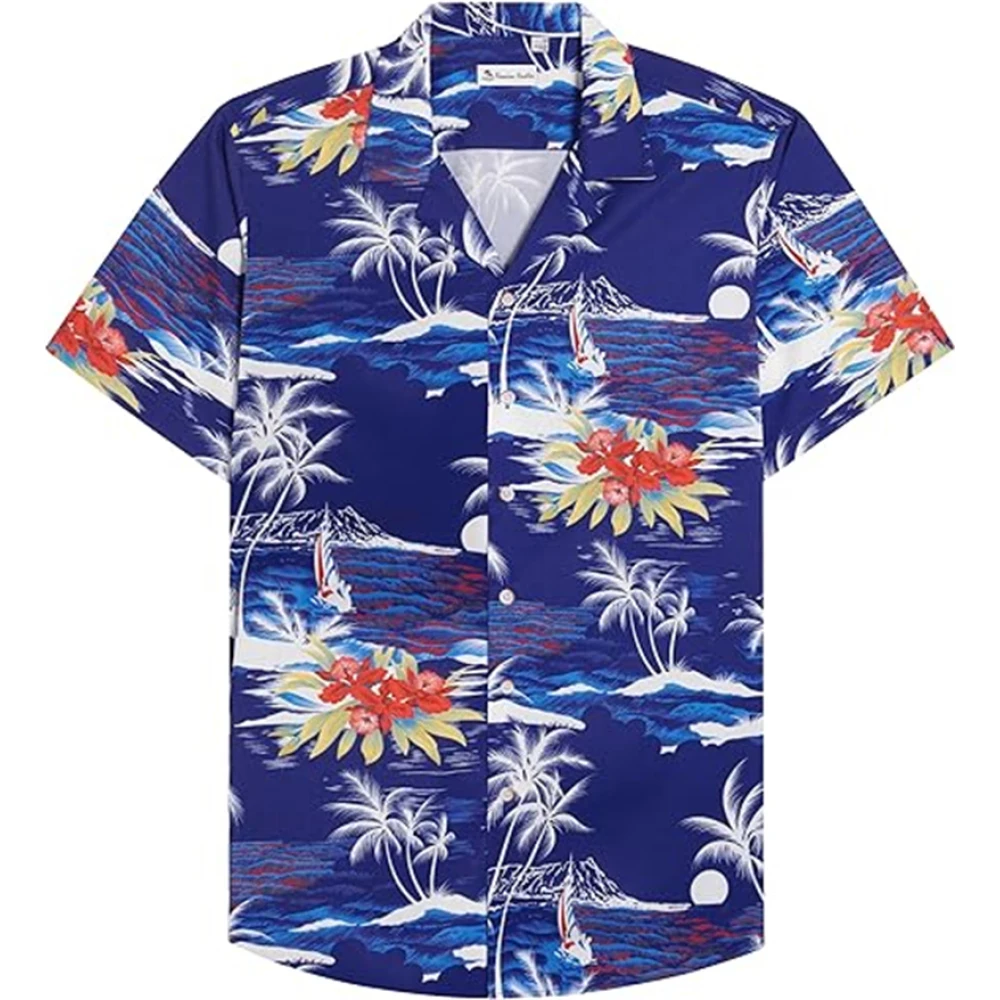 

Hawaiian Shirts Tropical plant printed men's shirt Fashion Beach Short Sleeve Casual Shirt Plus Size Men's vacation clothing