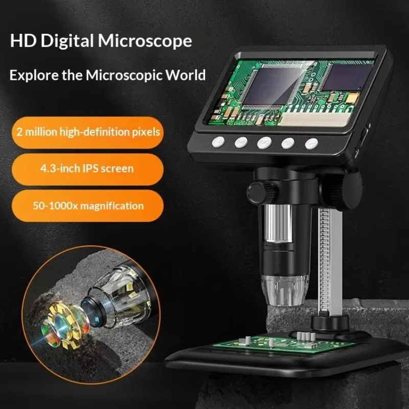 2MP camera magnifying glass watch biological experiment high definition 4.3 inch IPS display digital microscop